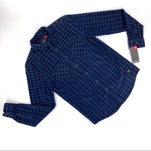 District 49 NWT Checkered Plaid Corduroy Long Sleeve Button Down Shirt, Small